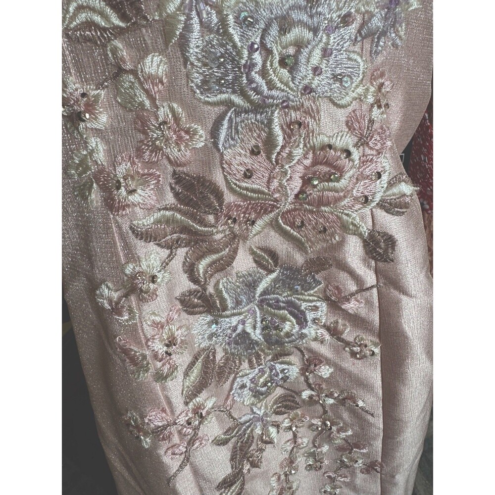 NEW Madison James Blush Pink Dress Sz 8 Floral Embroidered Floral Prom Wedding - Picture 9 of 16